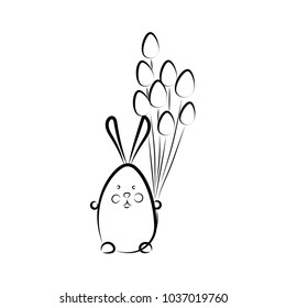 Easter rabbit. Cute Easter banny. Isolated element on white background. Holliday symbol. Cartoon element for cards. Vector illustraion.