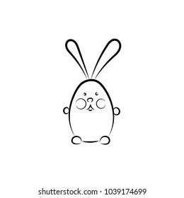 Easter rabbit. Cute Easter banny. Isolated element on white background. Holliday symbol. Cartoon element for cards. Vector illustraion.