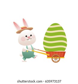 easter rabbit with decor egg wheelbarrow