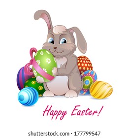 Easter rabbit with decorative eggs