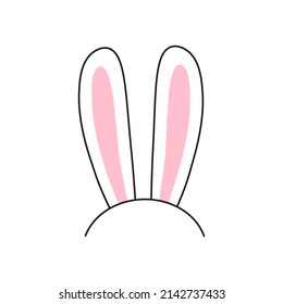 Easter rabbit ear headband icon, bunny mask. Symbol New Year 2023 isolated on white background. Animal simple vector illustration