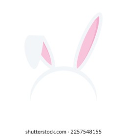 Icono de la banda de la cabeza de los oídos del conejo de Pascua aislado en fondo blanco. Elemento de diseño de tarjetas planas de dibujos animados de Pascua. Accesorio de oído de la liebre de primavera. Ilustración del vector