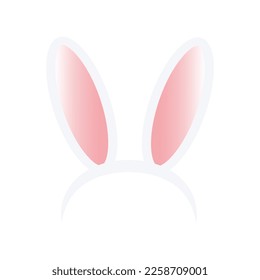 Easter rabbit ears headband  icon  isolated on white background. Flat cartoon easter card design element. Spring hare ear accessory. Vector illustration
