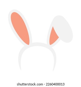 Easter rabbit ears headband  icon  isolated on white background. Flat cartoon easter card design element. Spring hare ear accessory. Vector illustration