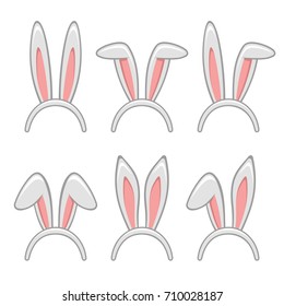 Easter Rabbit Ears Masks Set. Vector