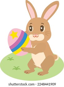 An Easter rabbit with egg.