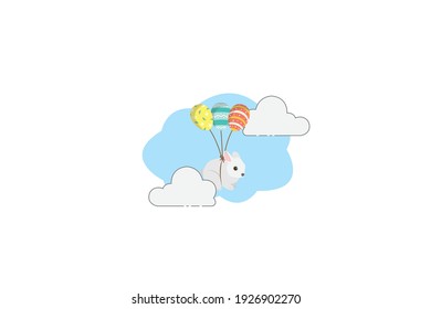 Easter Rabbit Egg Balloons Cloud Icon