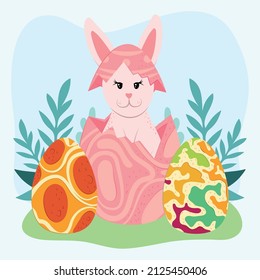 caricatura de huevo de conejo de Pascua