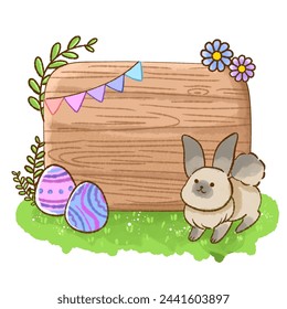 easter rabbit and easter egg for easter day sign 
