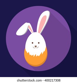 Easter rabbit in an egg. Flat illustration.