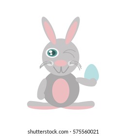 Easter rabbit with egg icon image, vector illustration