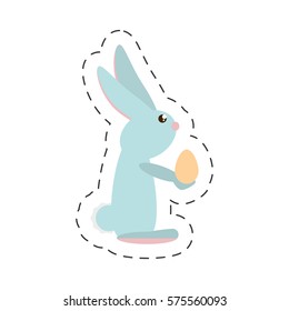 Easter rabbit with egg icon image, vector illustration