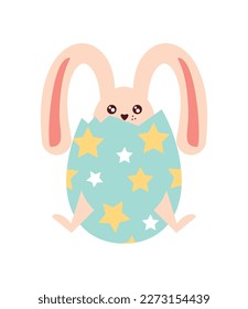 easter rabbit in egg icon white background