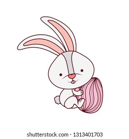 easter rabbit with egg isolated icon