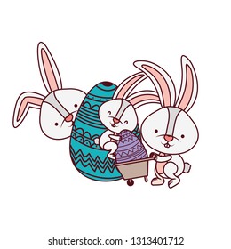 easter rabbit with egg isolated icon