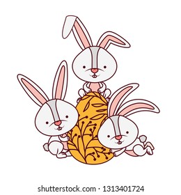 easter rabbit with egg isolated icon