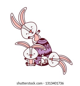 easter rabbit with egg isolated icon