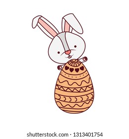 easter rabbit with egg isolated icon