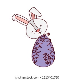 easter rabbit with egg isolated icon