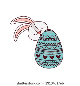easter rabbit with egg isolated icon