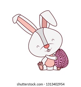 easter rabbit with egg isolated icon