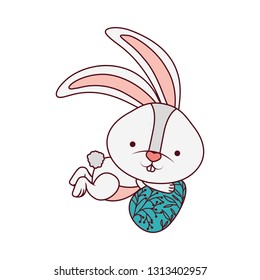 easter rabbit with egg isolated icon