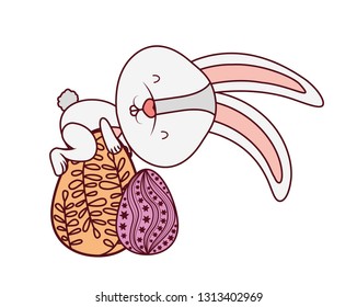 easter rabbit with egg isolated icon