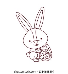 easter rabbit with egg isolated icon