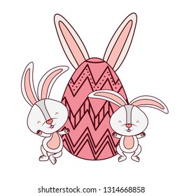 easter rabbit with egg isolated icon