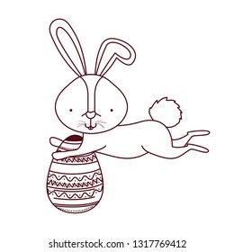 easter rabbit with egg isolated icon