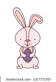 easter rabbit with egg isolated icon