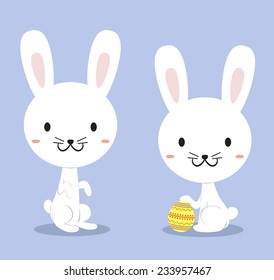 Easter rabbit and egg on light blue background 1