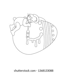 Easter rabbit and egg outline on the white background. Vector illustration