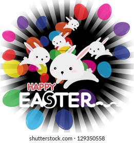 Easter rabbit with Easter egg , vector illustration