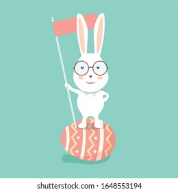 Easter rabbit with Easter egg. Vector illustration isolated.