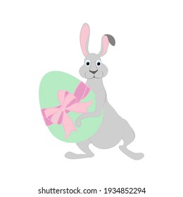 Easter rabbit with egg vector illustration on the white background.