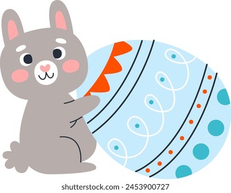 Easter Rabbit With Egg Vector Illustration