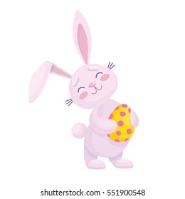 Easter rabbit with Easter egg. Vector illustration isolated on white background.