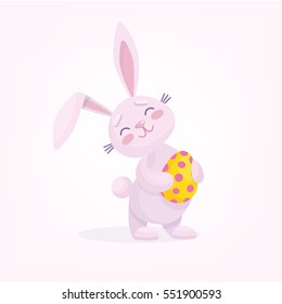 Easter rabbit with Easter egg. Vector illustration isolated on white background.