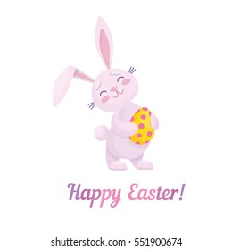 Easter rabbit with Easter egg. Vector illustration isolated on white background.