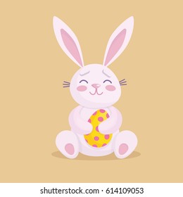 Easter rabbit with Easter egg. Vector illustration isolated.