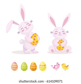 Easter rabbit with Easter egg. Vector illustration isolated.