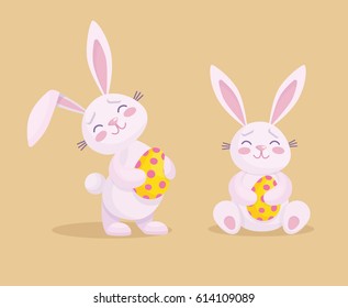 Easter rabbit with Easter egg. Vector illustration isolated.