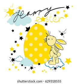 Easter rabbit and egg vector image isolated.