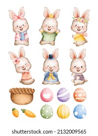 Easter Rabbit And Easter Egg Watercolor Set