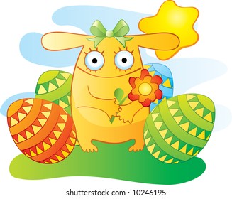 Easter rabbit with eggs 1
