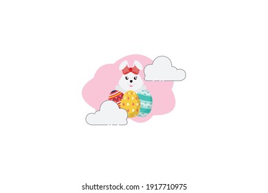Easter Rabbit Eggs Cloud Icon