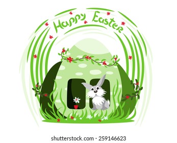 Easter rabbit with Easter eggs. EPS10