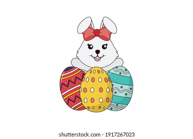 Easter Rabbit Eggs Fill Line