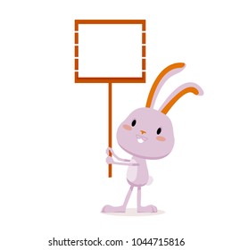 Easter Rabbit and Eggs. Funny Easter Bunny. A set of cute emotional characters for a Christian holiday. Elements for festive design - 7. Vector illustration